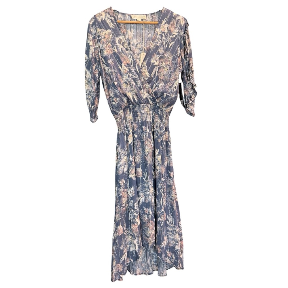 Lovestitch Floral Long Sleeve Dress in Blue and Pink